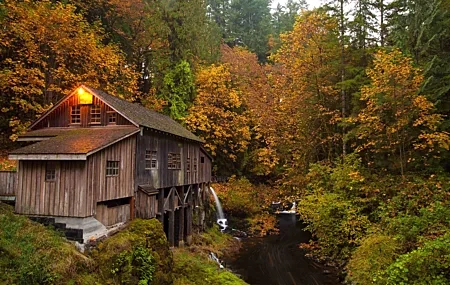 Free download Forest Autumn Creek Trees Nature Cabin Computer Wallpaper 4K Wallpaper, Wallpaper(s)