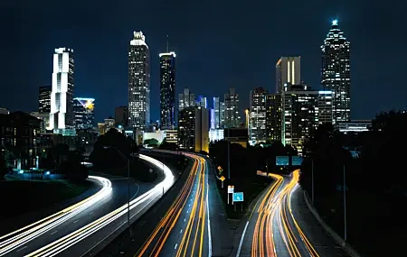 Free download city ​​night night sky architecture lights skyscraper cityscape road computer wallpaper 4K wallpaper, Wallpaper(s)