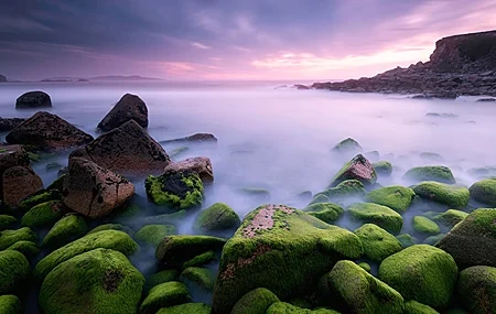 Free download Nature Ocean Coast Moss Stones Mist Sky Clouds Computer Wallpaper 4K Wallpaper, Wallpaper(s)