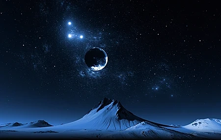 Free download Hypnosis AI Art Illustration Nature Night Landscape Gali Stars Mountain Sky Planet, Wallpaper & 7wallpaper