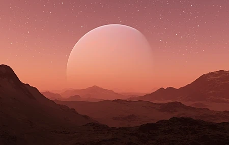 Free download mountains planet moon stars landscape science fiction space mars mist, Wallpaper & 7wallpaper