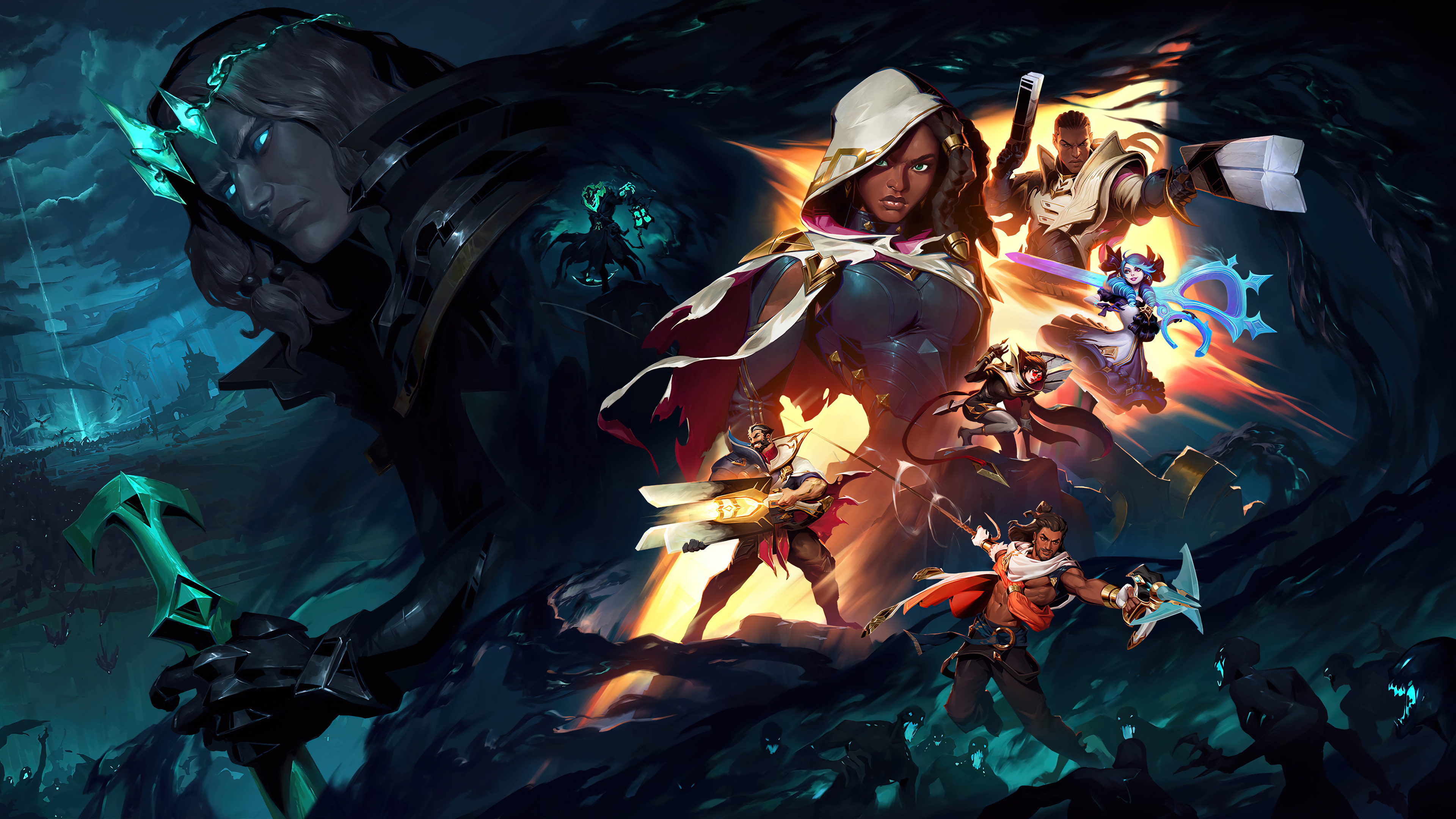Free download Viggo Lucian League of Legends Wayne Akershan Cena Gwen Graves Thresh League of Legends Riot Games AI Art Shadow Puppet Destruction 4K Wallpaper, Wallpaper & 7wallpaper