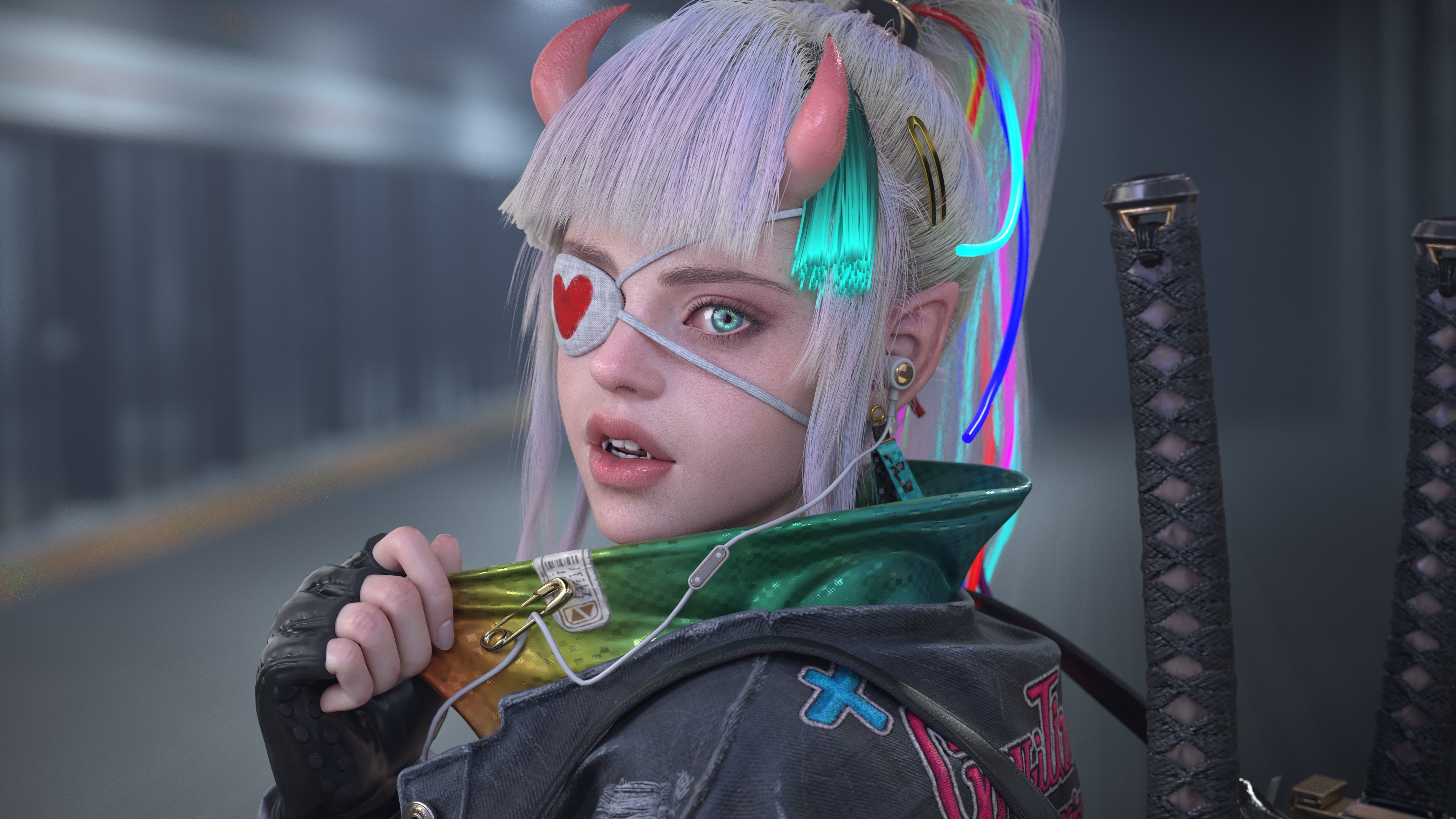 Free download Sword Woman Computer Animation Eyepatch Sword Girl 4K Wallpaper, Wallpaper & 7wallpaper