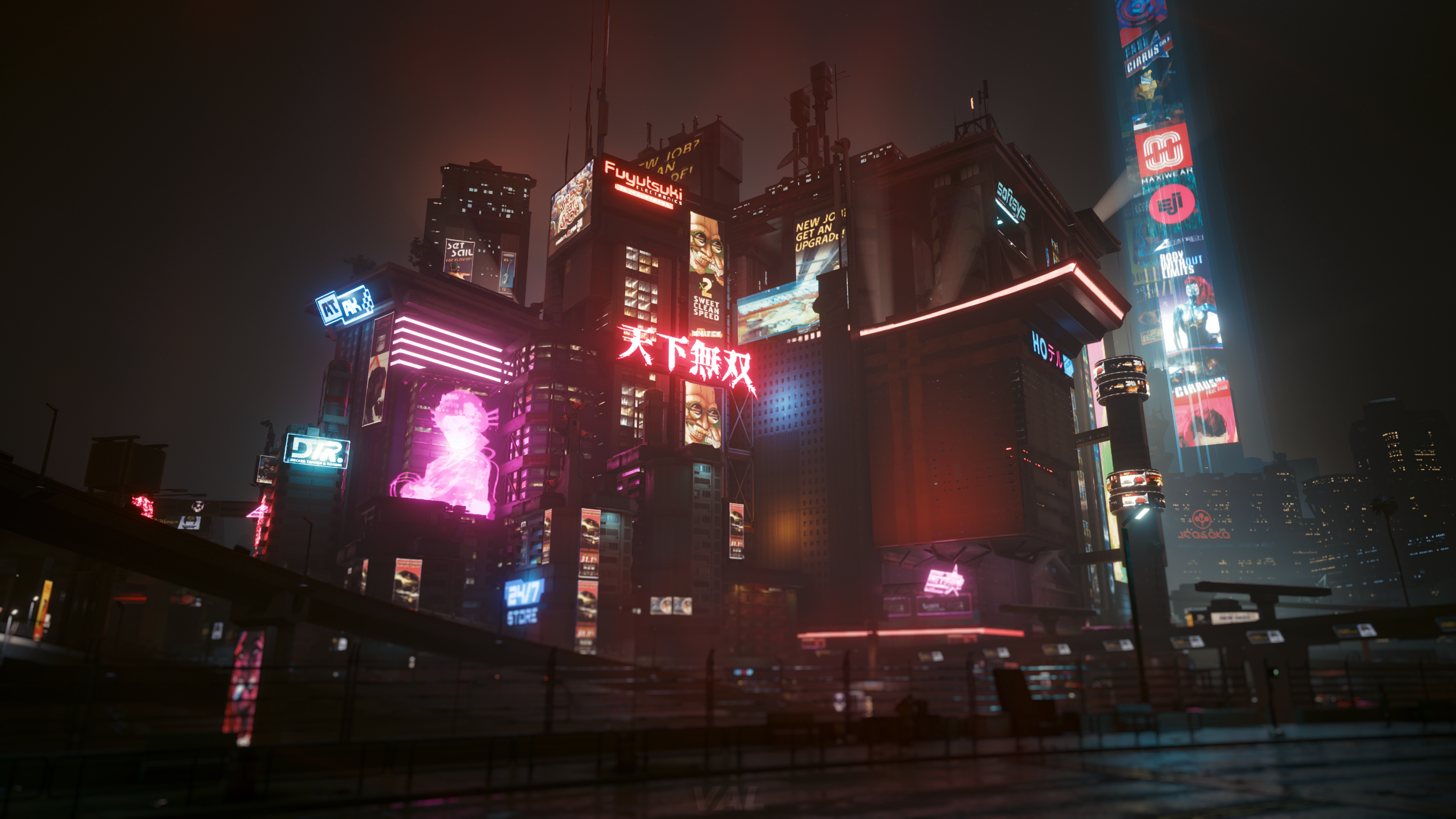 Free download Cyberpunk City Game CG Screenshot City Lights Projection Red Game CG 4K Wallpaper, Wallpaper & 7wallpaper