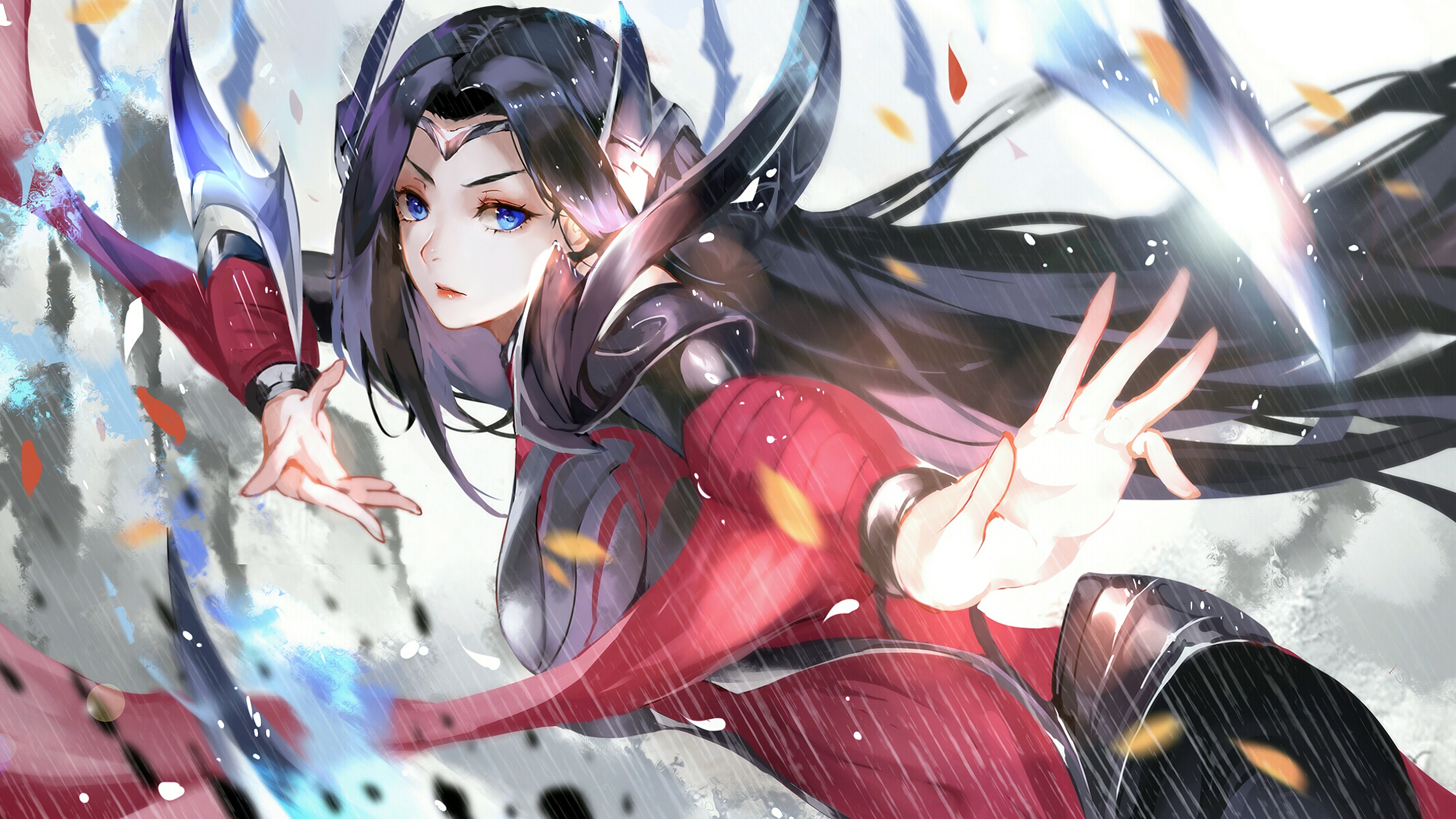 Free download league of legends blue eyes video games rain brunette anime girl 4K wallpaper, Wallpaper & 7wallpaper