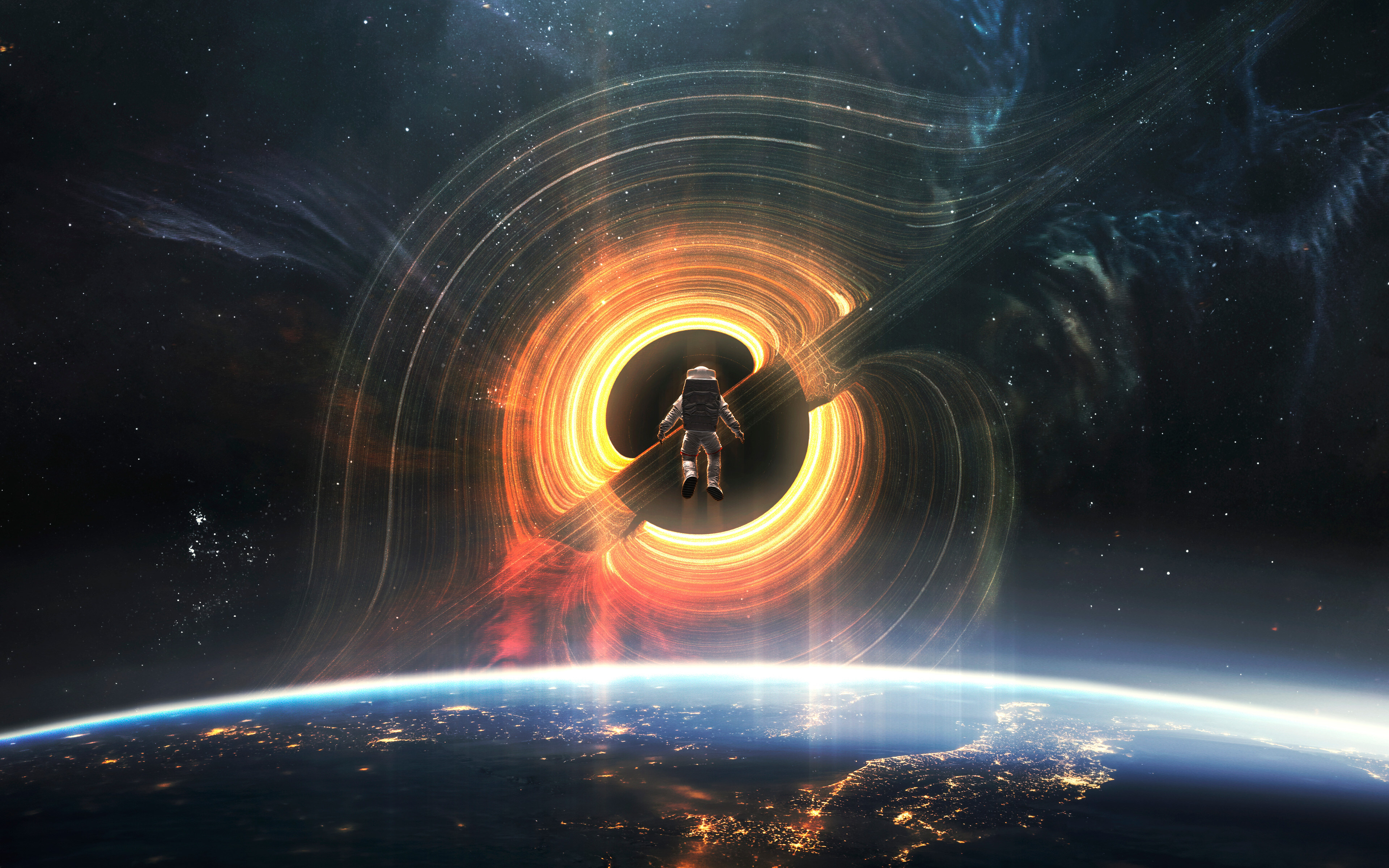 Free download Astronaut AI Art Picture Illustration Space Art Gali Planet Black Hole Earth Computer Wallpaper 4K Wallpaper, Wallpaper(s)