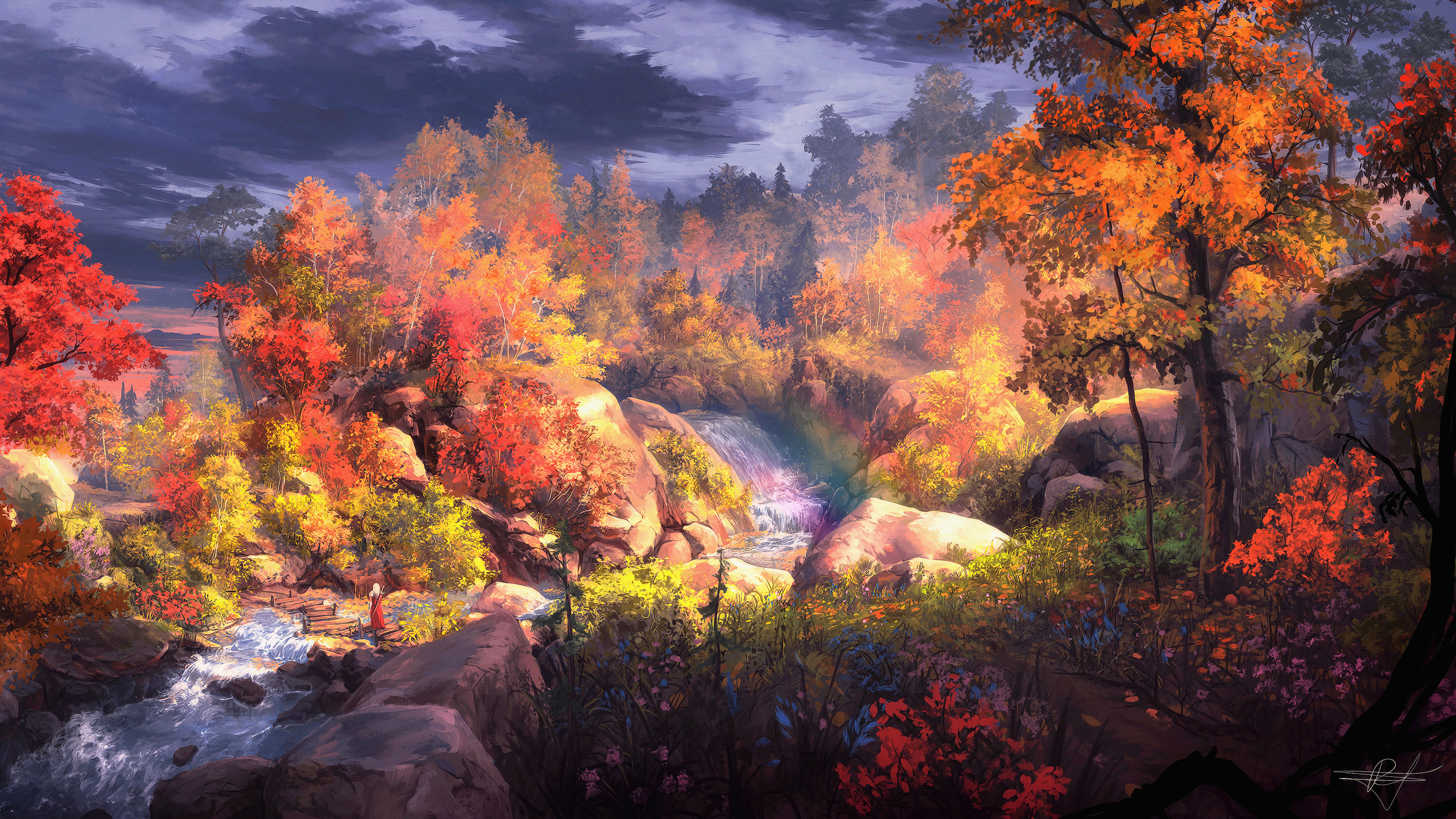 Free download Fantasy Art Fan Art Trees Landscape Nature Colorful Water River Plants Computer Wallpaper 4K Wallpaper, Wallpaper(s)