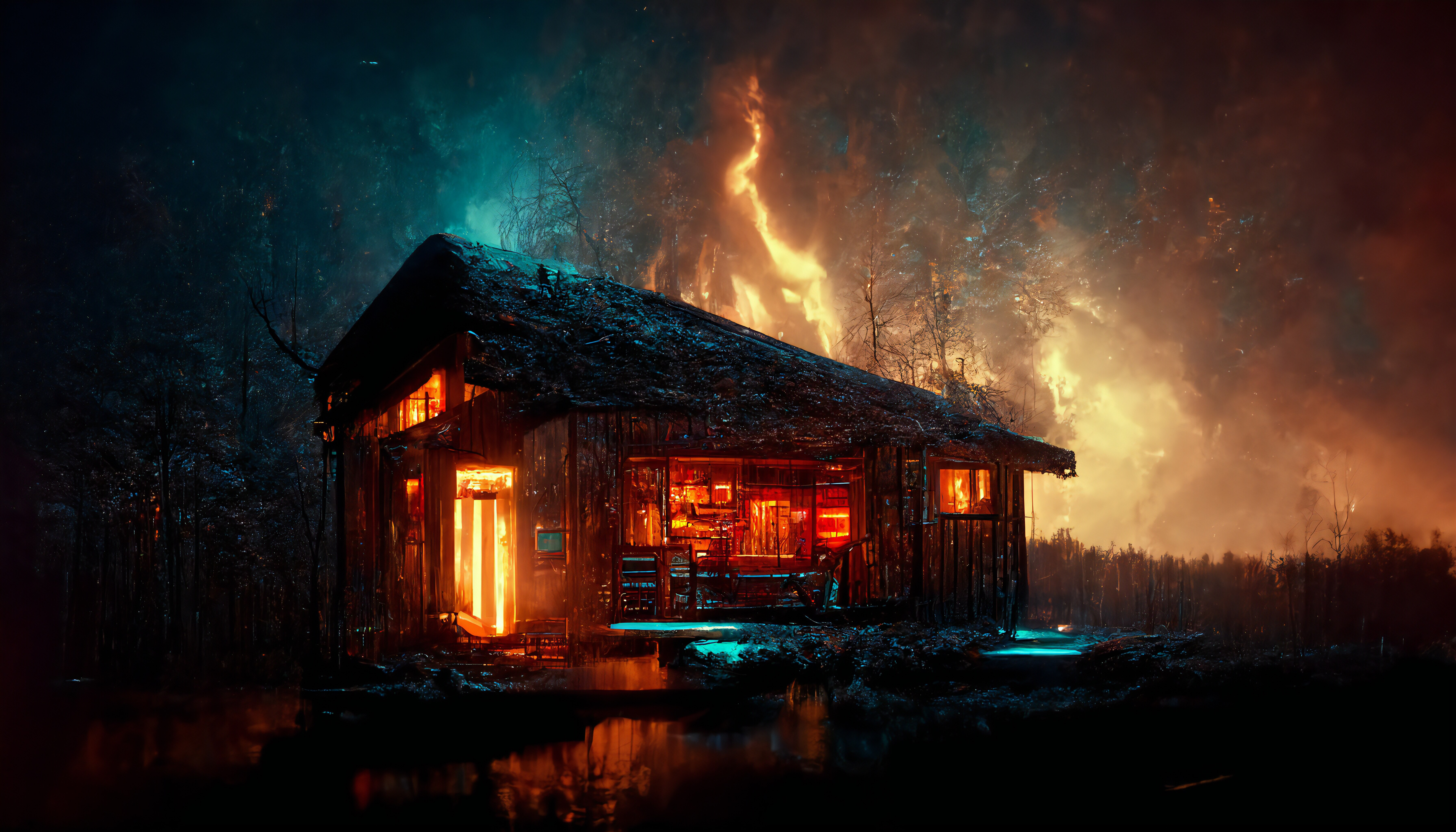 Free download cabin fire concept art dark computer wallpaper 4K wallpaper, Wallpaper(s)