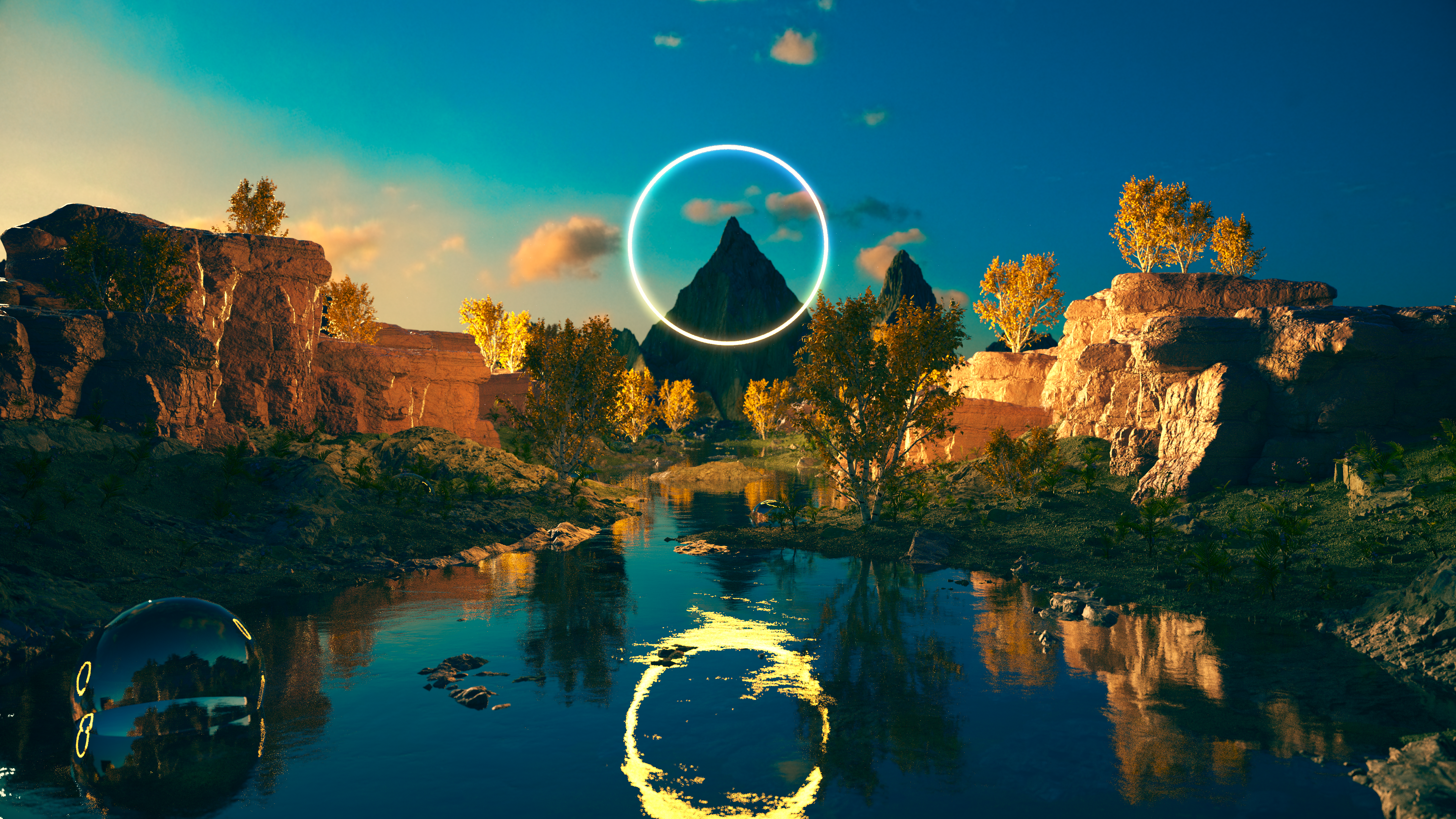 Free download Gaode Nature Sky Colorful AI Art Water Reflection Computer Wallpaper 4K Wallpaper, Wallpaper & 7wallpaper