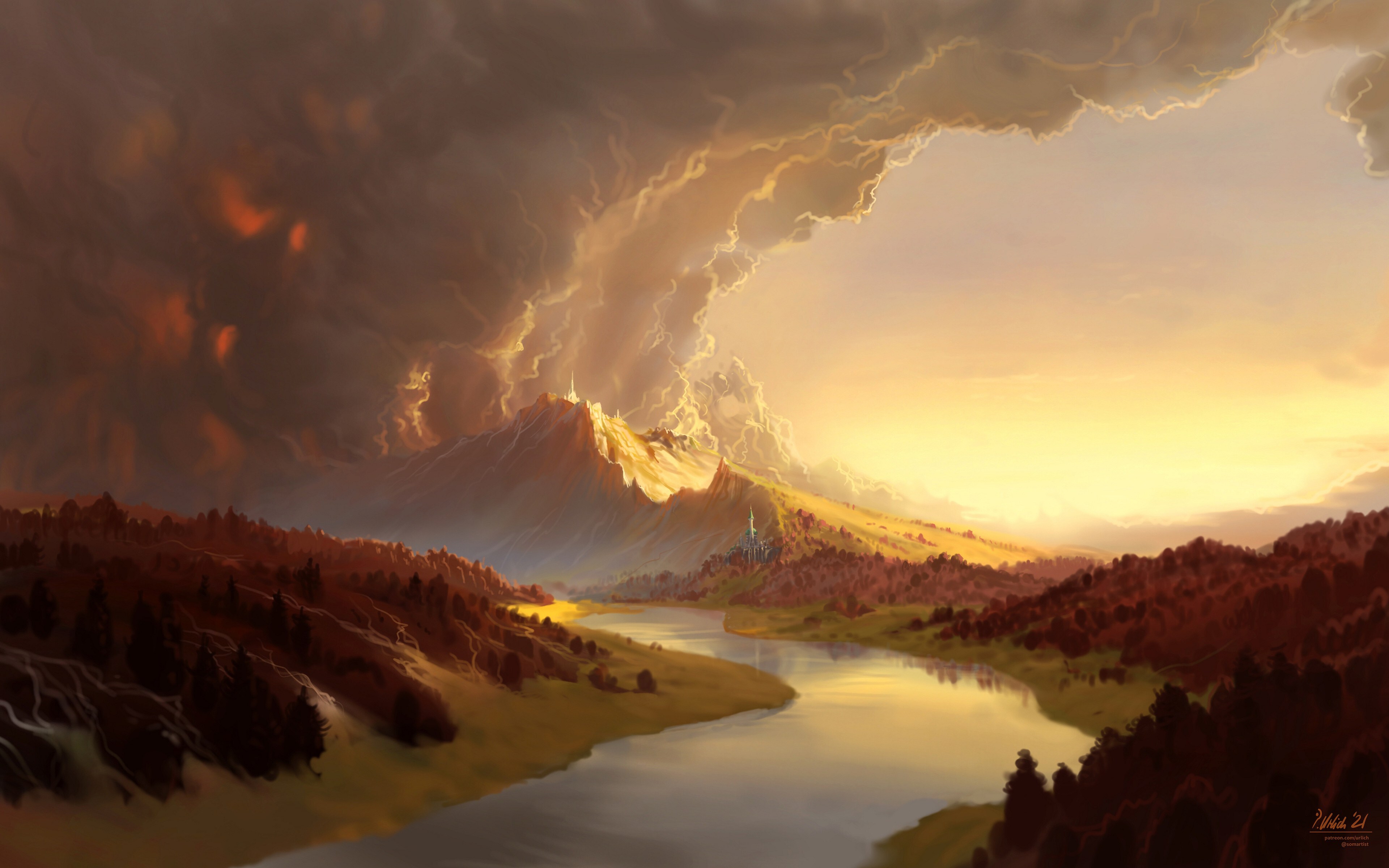 Free download Philip Ulrich AI Art Landscape Cloud Castle Mountain, Wallpaper & 7wallpaper